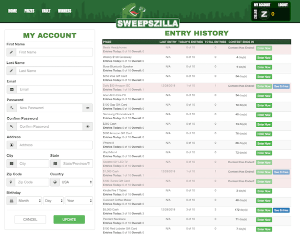 Sweepszilla – Scam or Legit Sweepstakes Site? [Review]