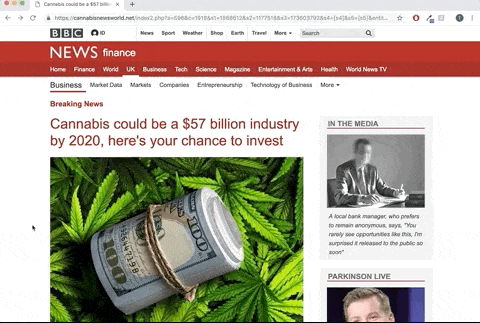 Fake News Article to Weed Millionaire Site