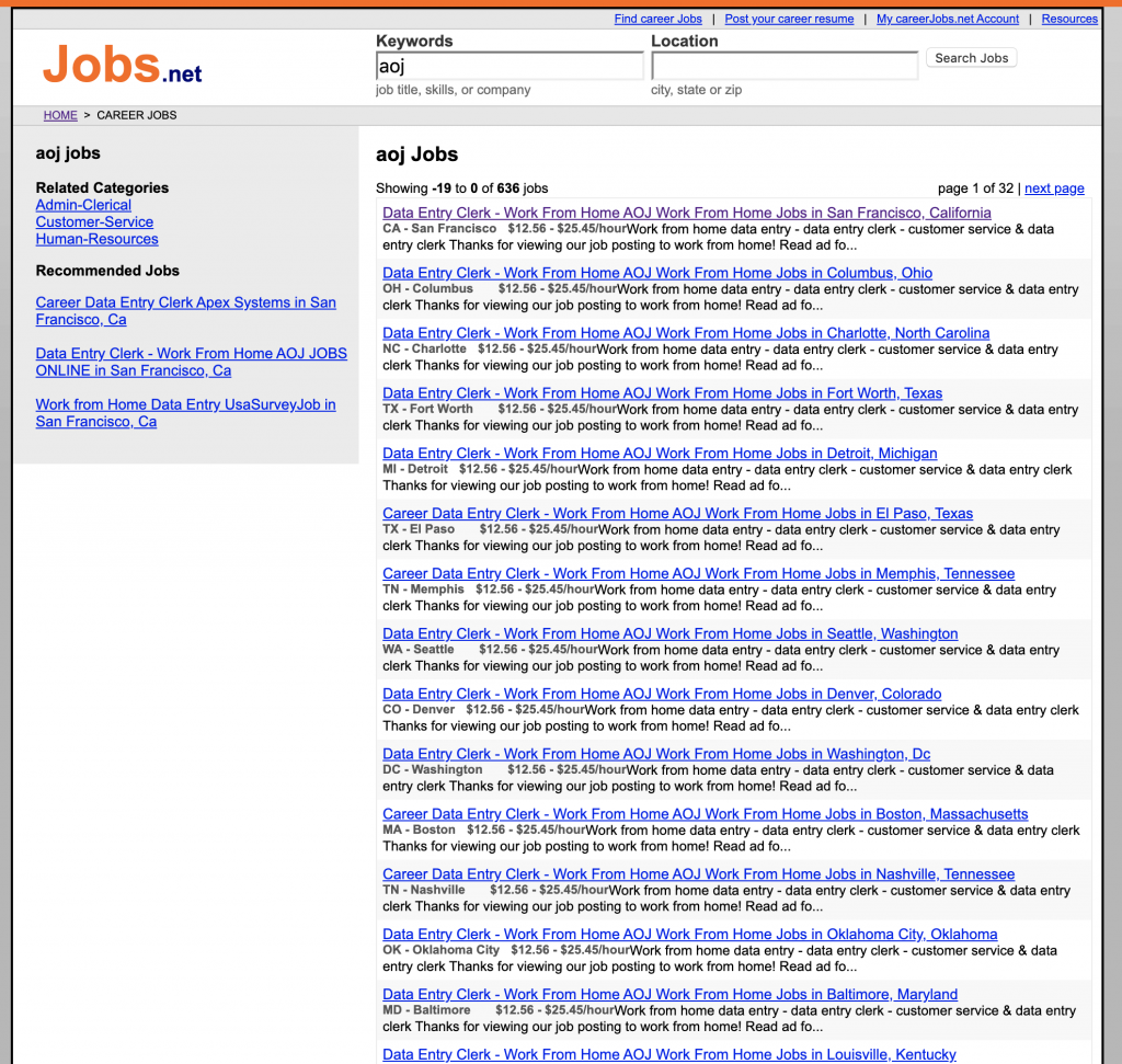 AOJ Online Jobs Listings on Jobs.net