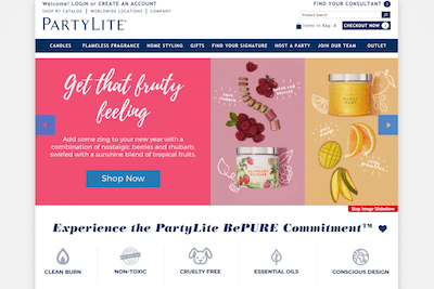 PartyLite Website Homepage