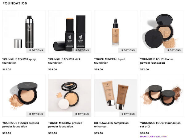 Younique makeup product examples
