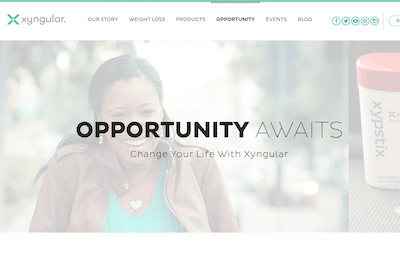 Business opportunity page on Xyngular website