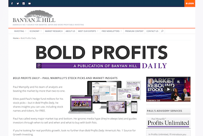 Bold Profits Daily page on Banyan Hill website