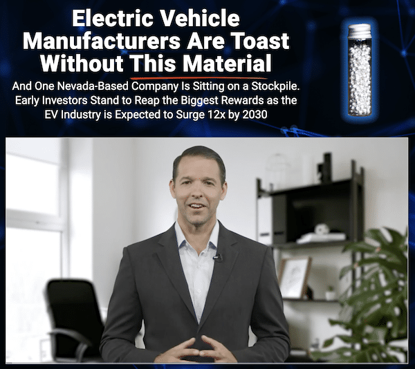 Ian King during a presentation about a material produced by one company that he says is critical to the electric vehicle revolution.