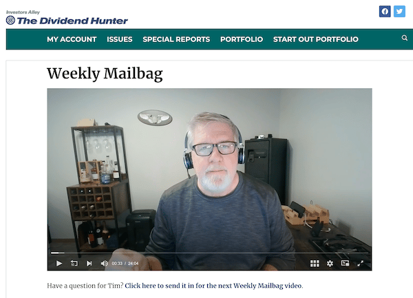 The Dividend Hunter Weekly Mailbag video.
